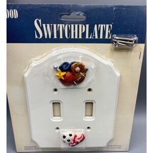 Vtg 1998 FIGI Love of Sports Double Outlet Cover Sports Decor Basketball Footbal
